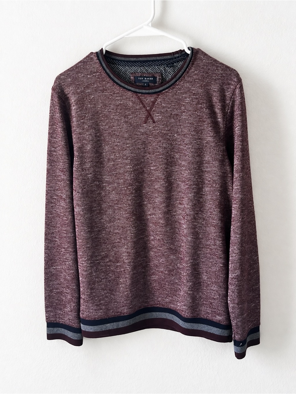 Ted Baker London Men’s Burgundy Marled Crewneck Sweater Size 2 US Small